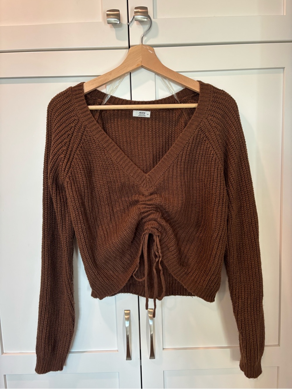 Ardene Brown Ruched Drawstring Knit Sweater - Picture 2 of 6